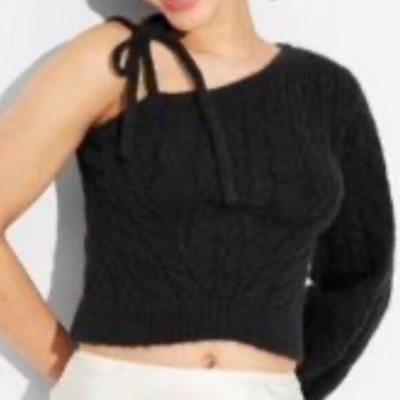 Wild Fable Black One-Shoulder Sweater, Size M, NWT - Picture 4 of 11